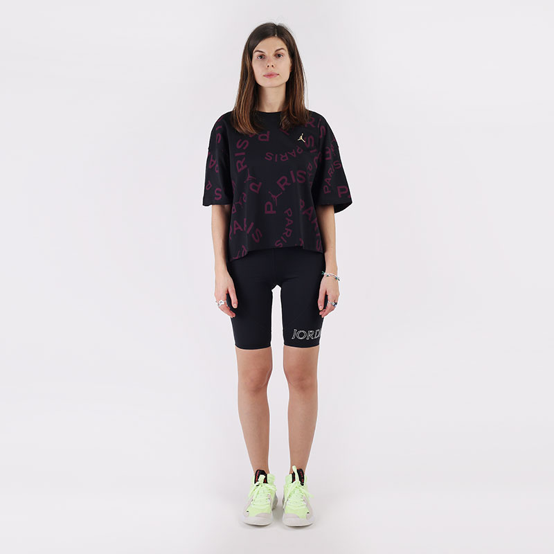 женская черная футболка Jordan Paris Saint-Germain Boxy Short-Sleeve T-Shirt CU5696-010 - цена, описание, фото 6